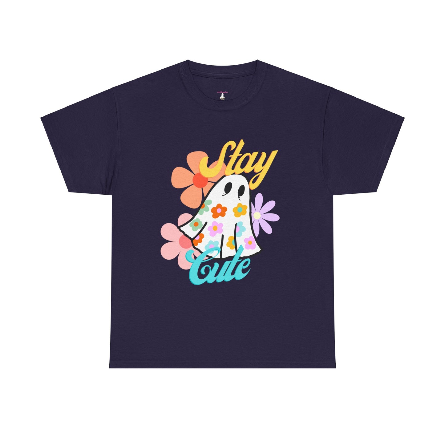 Unisex Heavy Cotton Stay Cute Floral Ghost Tee -ihadotherplans
