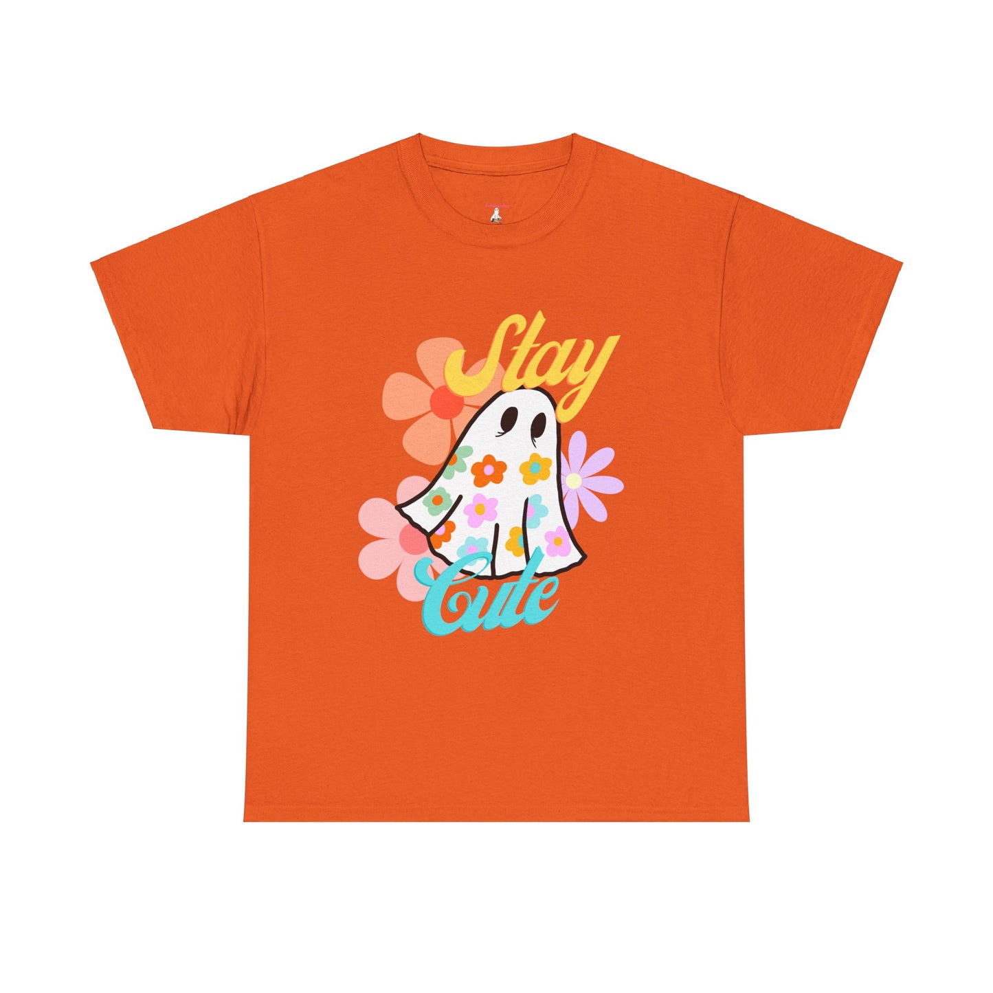 Unisex Heavy Cotton Stay Cute Floral Ghost Tee -ihadotherplans