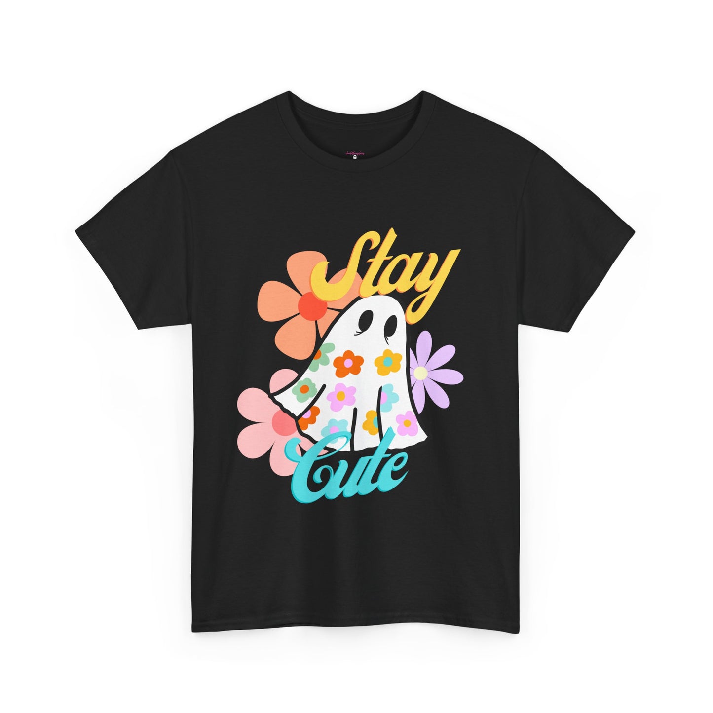 Unisex Heavy Cotton Stay Cute Floral Ghost Tee -ihadotherplans