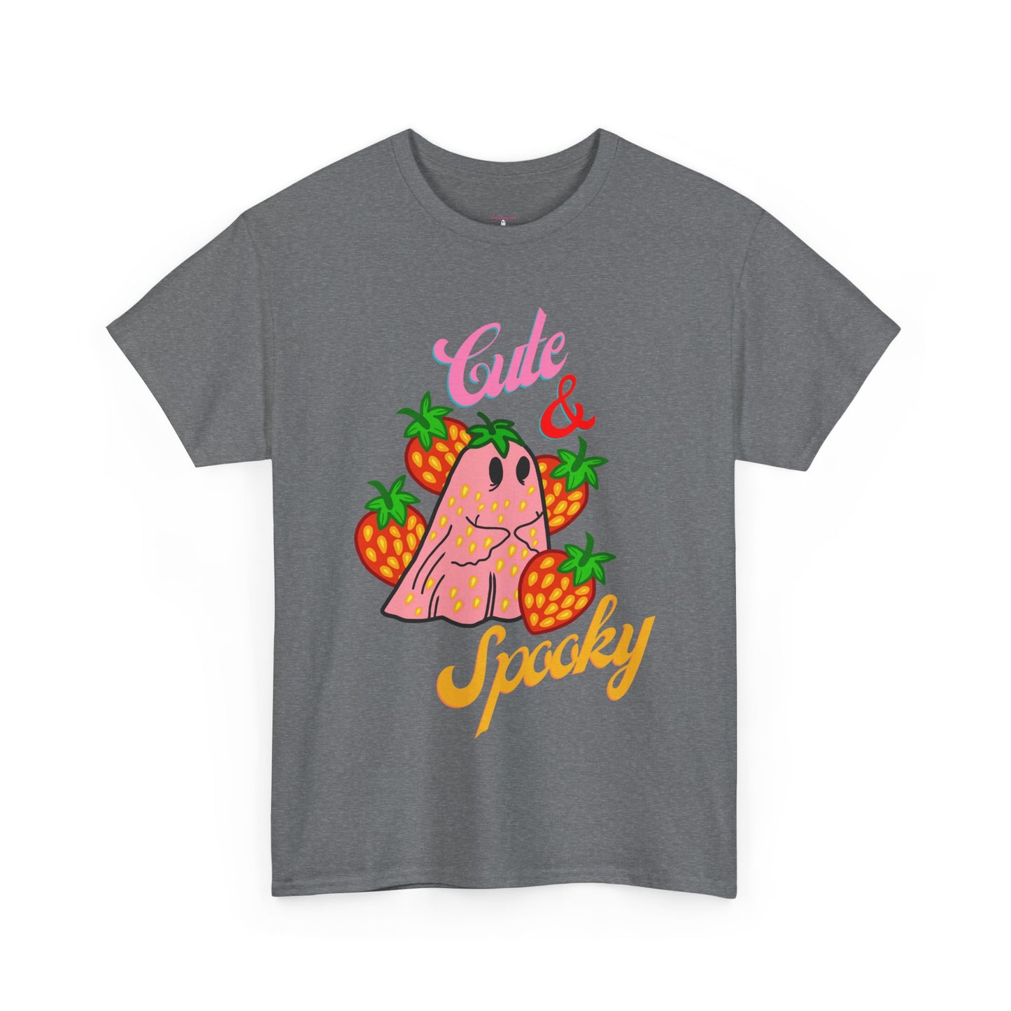 Unisex Heavy Cotton Strawberry Cute And Spooky Ghost Tee -ihadotherplans