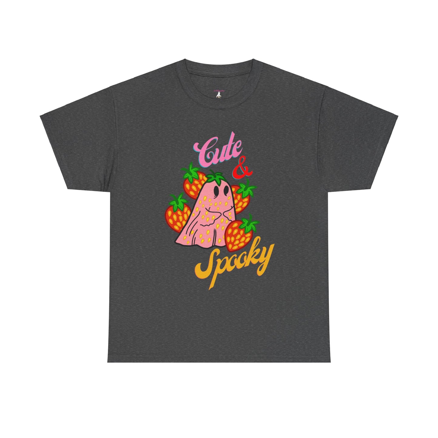 Unisex Heavy Cotton Strawberry Cute And Spooky Ghost Tee -ihadotherplans