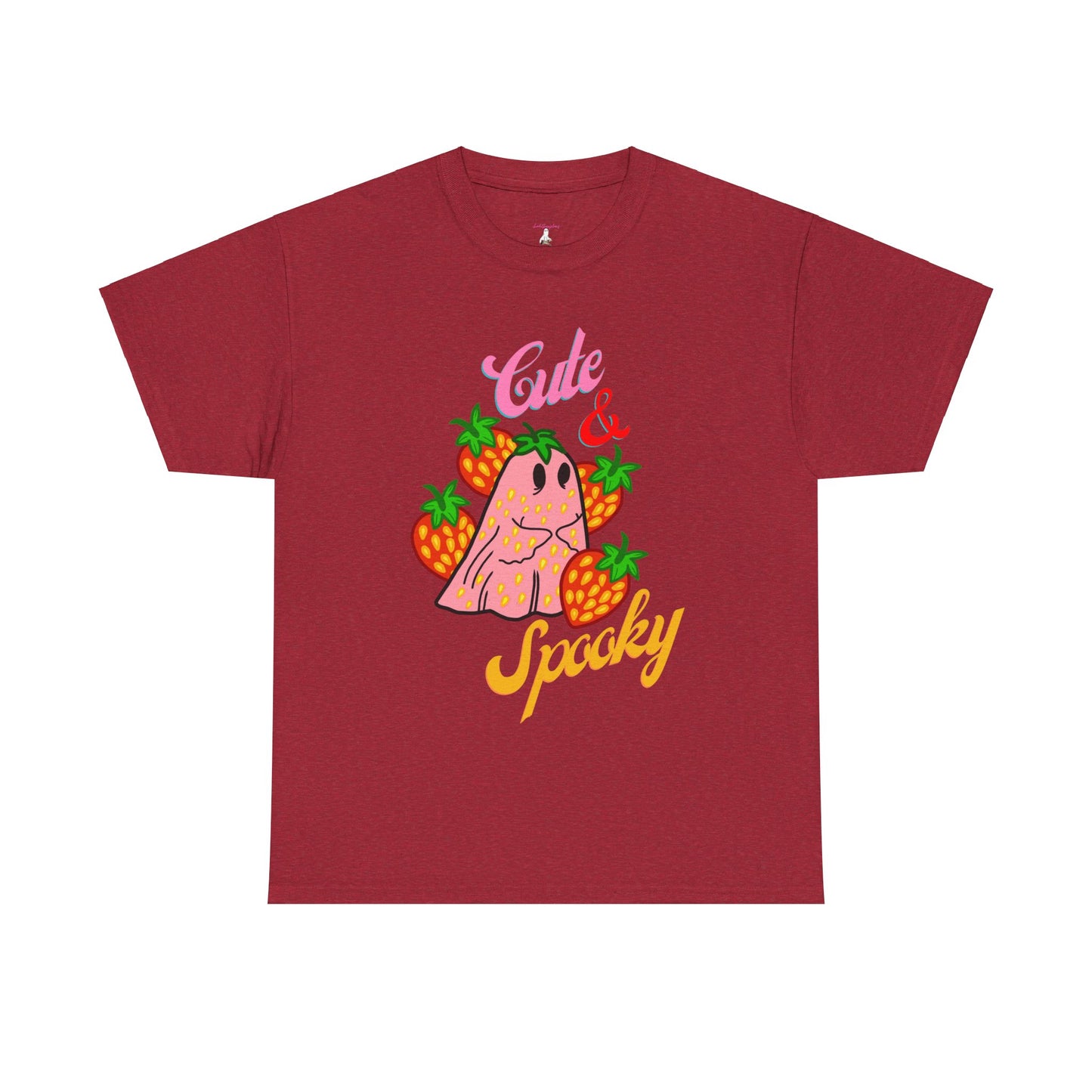 Unisex Heavy Cotton Strawberry Cute And Spooky Ghost Tee -ihadotherplans