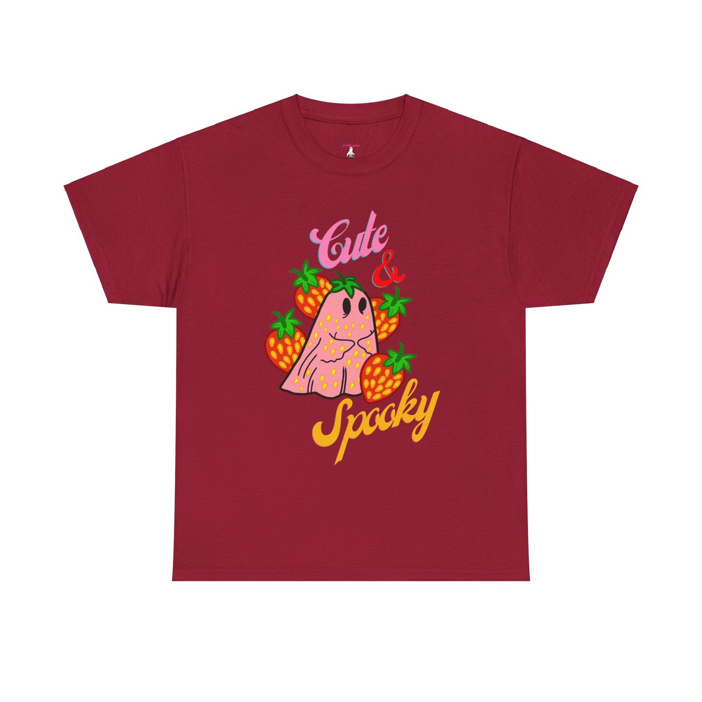 Unisex Heavy Cotton Strawberry Cute And Spooky Ghost Tee -ihadotherplans