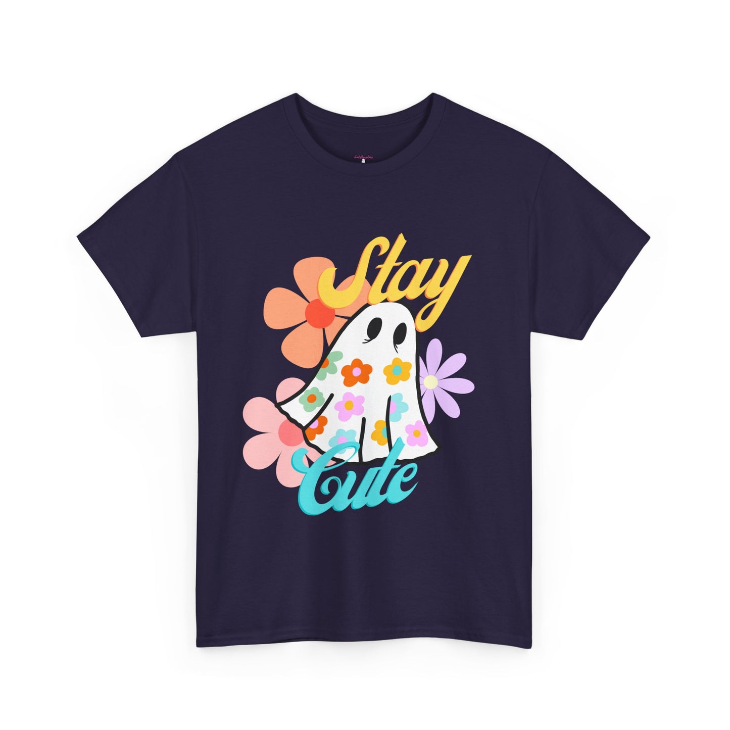 Unisex Heavy Cotton Stay Cute Floral Ghost Tee -ihadotherplans