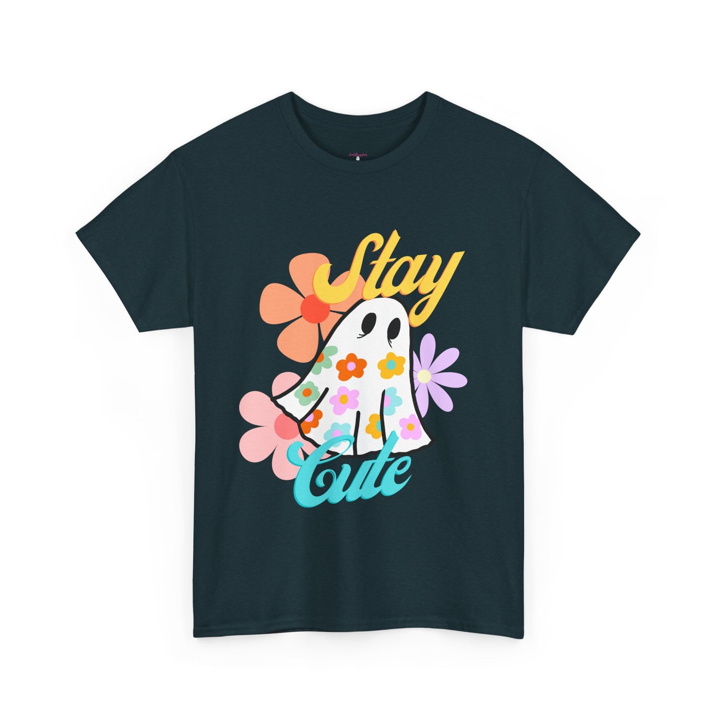 Unisex Heavy Cotton Stay Cute Floral Ghost Tee -ihadotherplans