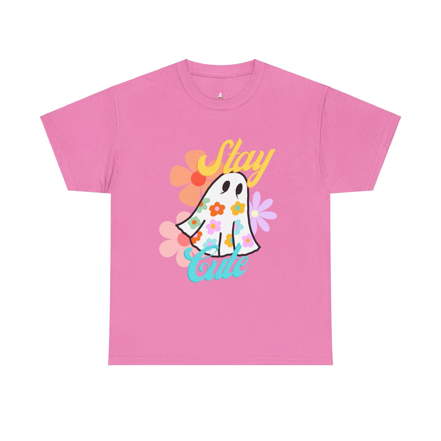 Unisex Heavy Cotton Stay Cute Floral Ghost Tee -ihadotherplans