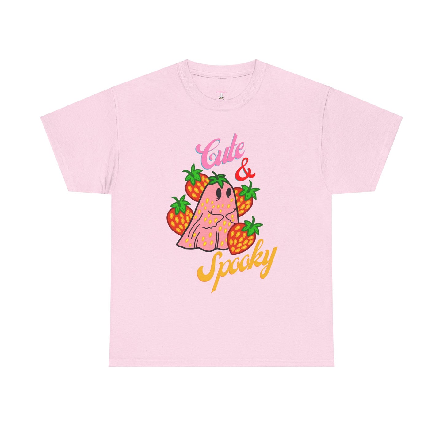 Unisex Heavy Cotton Strawberry Cute And Spooky Ghost Tee -ihadotherplans