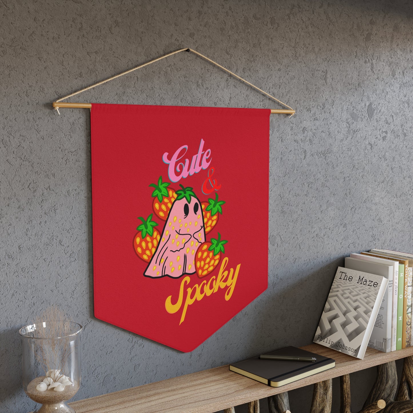 Copy of Copy of Cute & Spooky Strawberry Ghost Pennant, 45.7cm x 53.3cm - ihadotherplans