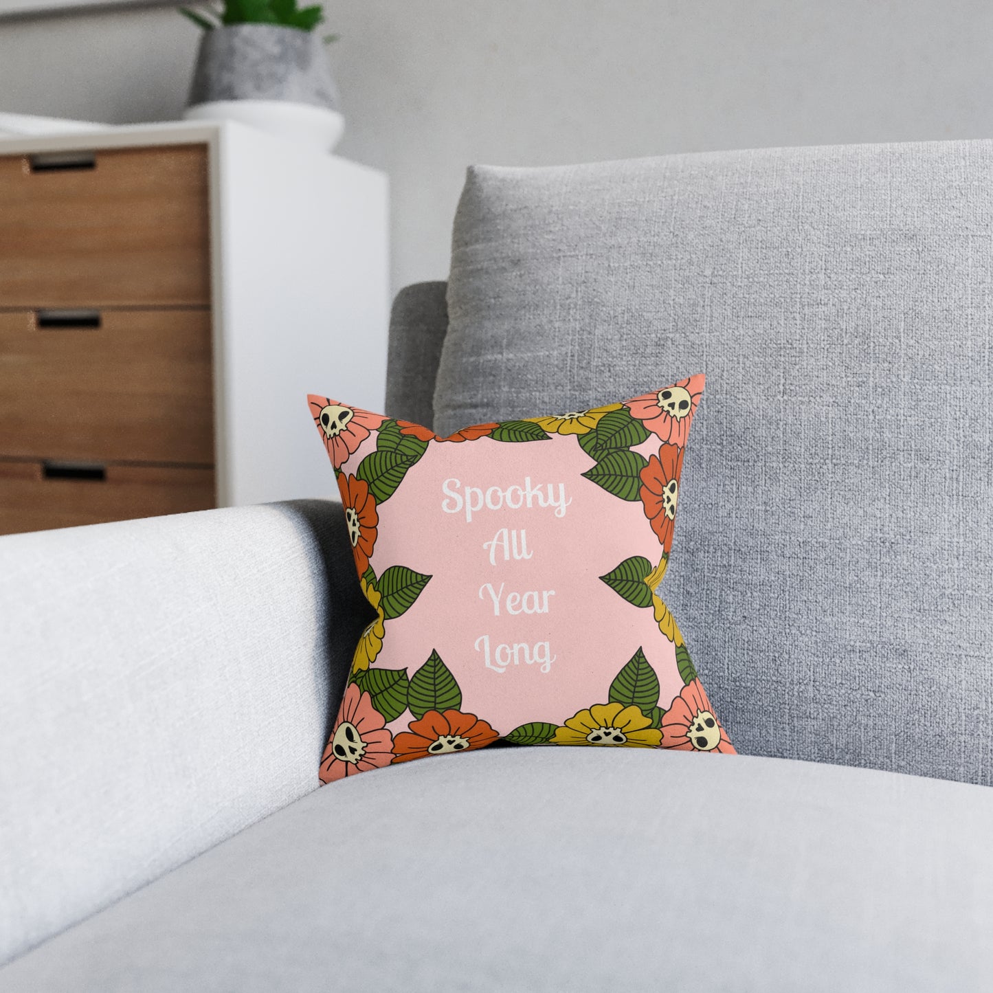 Spooky Flowers Square Pillow 12 x 12 inches - ihadotherplans