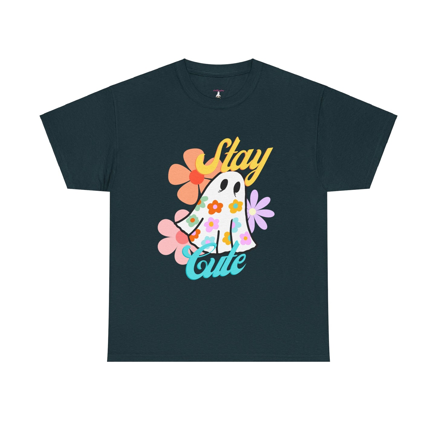 Unisex Heavy Cotton Stay Cute Floral Ghost Tee -ihadotherplans