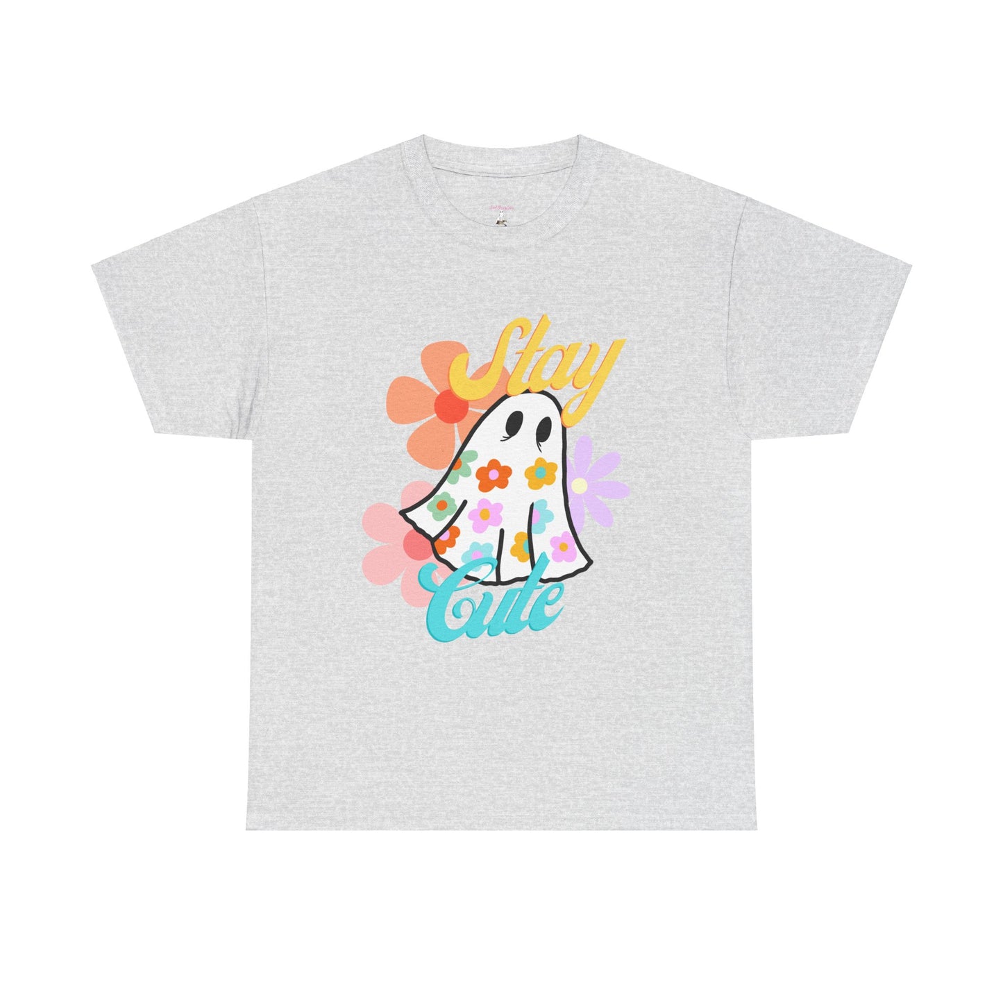 Unisex Heavy Cotton Stay Cute Floral Ghost Tee -ihadotherplans