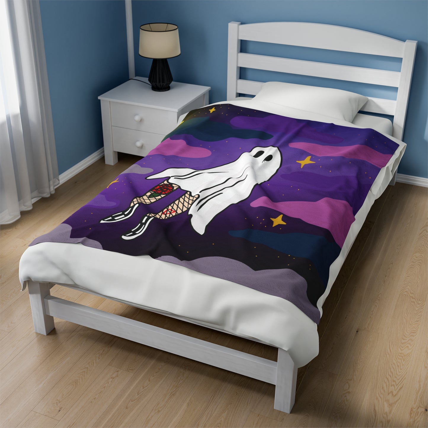 Velveteen Plush Ghost and Clouds Blanket 50 x 60 inches - ihadotherplans
