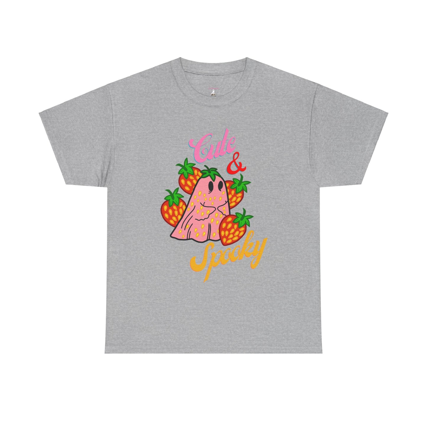 Unisex Heavy Cotton Strawberry Cute And Spooky Ghost Tee -ihadotherplans