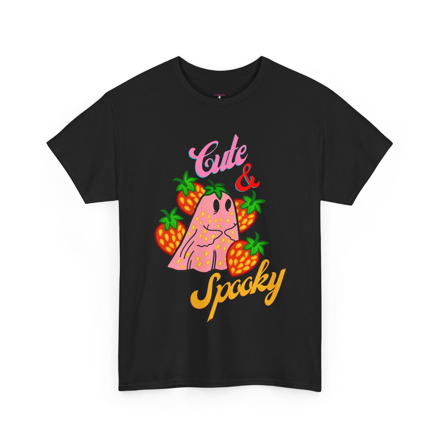 Unisex Heavy Cotton Strawberry Cute And Spooky Ghost Tee -ihadotherplans