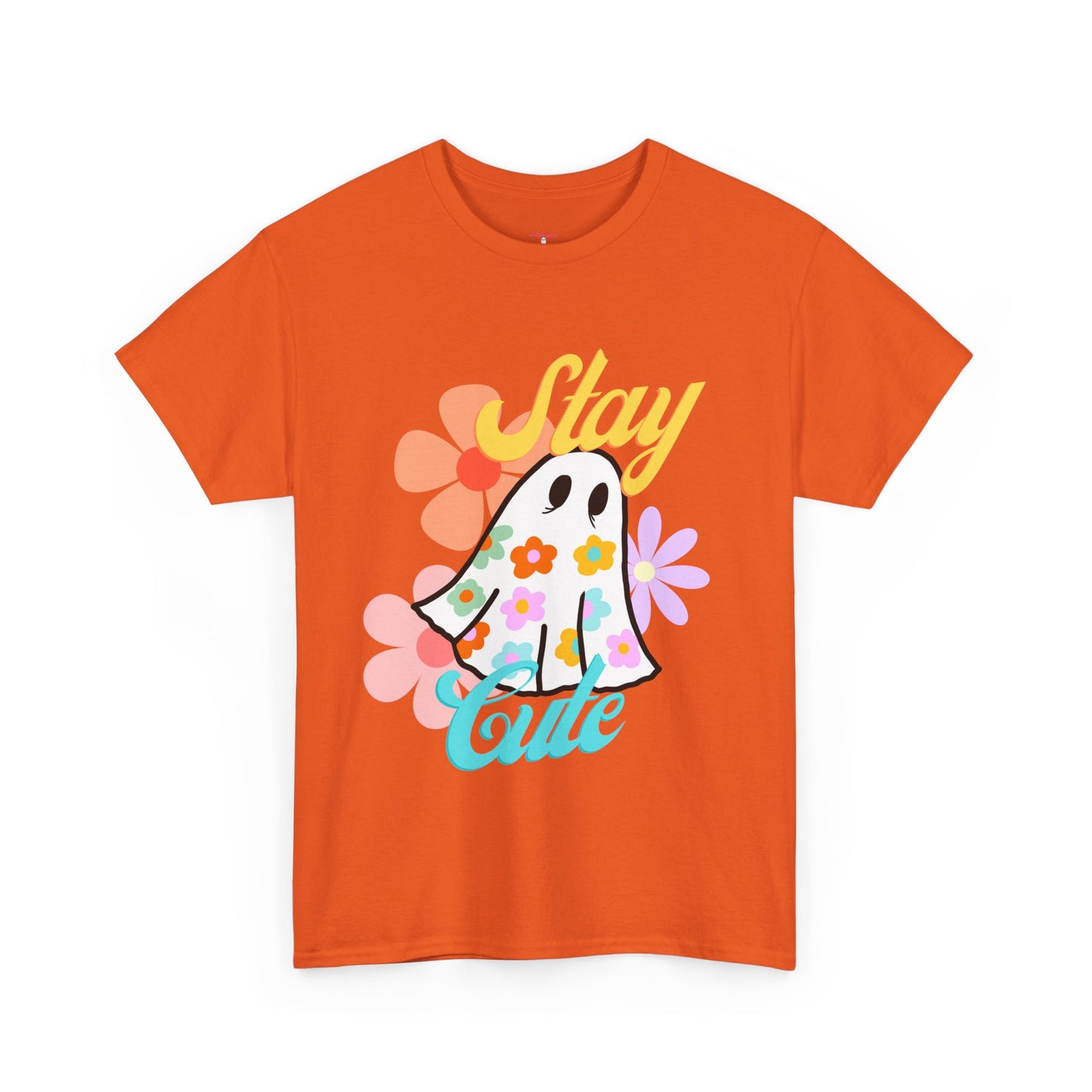 Unisex Heavy Cotton Stay Cute Floral Ghost Tee -ihadotherplans