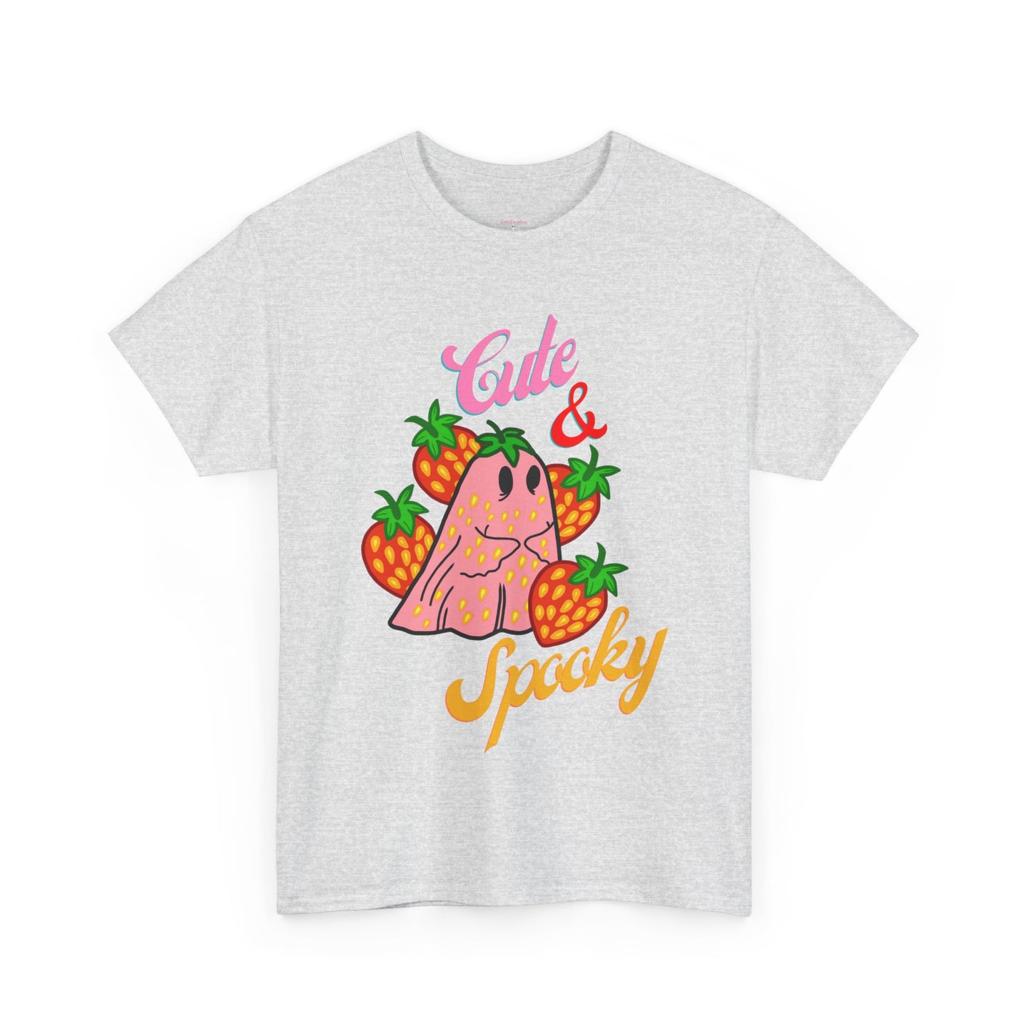 Unisex Heavy Cotton Strawberry Cute And Spooky Ghost Tee -ihadotherplans