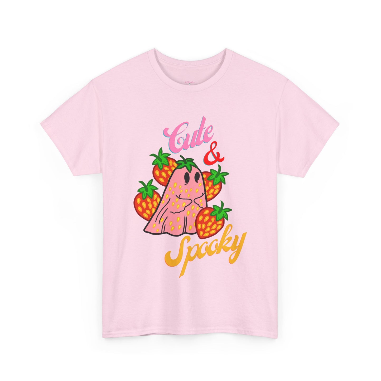 Unisex Heavy Cotton Strawberry Cute And Spooky Ghost Tee -ihadotherplans