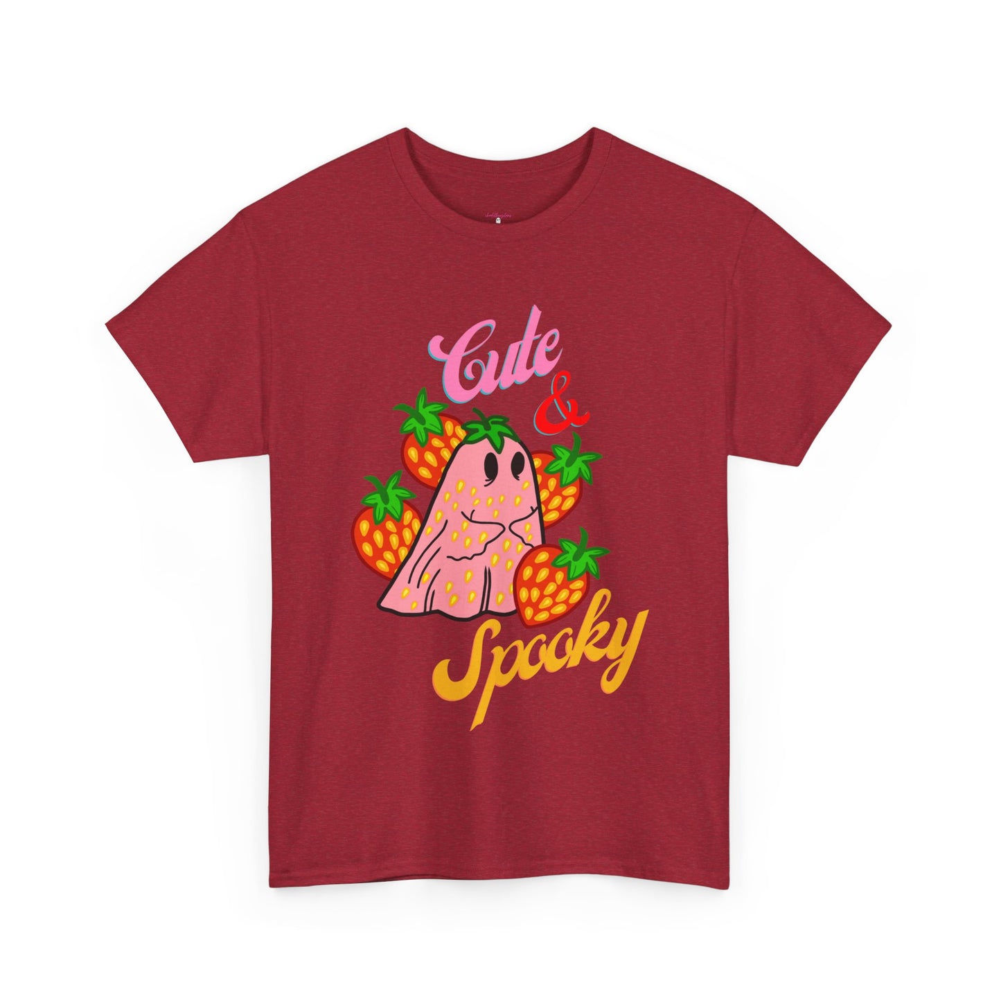 Unisex Heavy Cotton Strawberry Cute And Spooky Ghost Tee -ihadotherplans