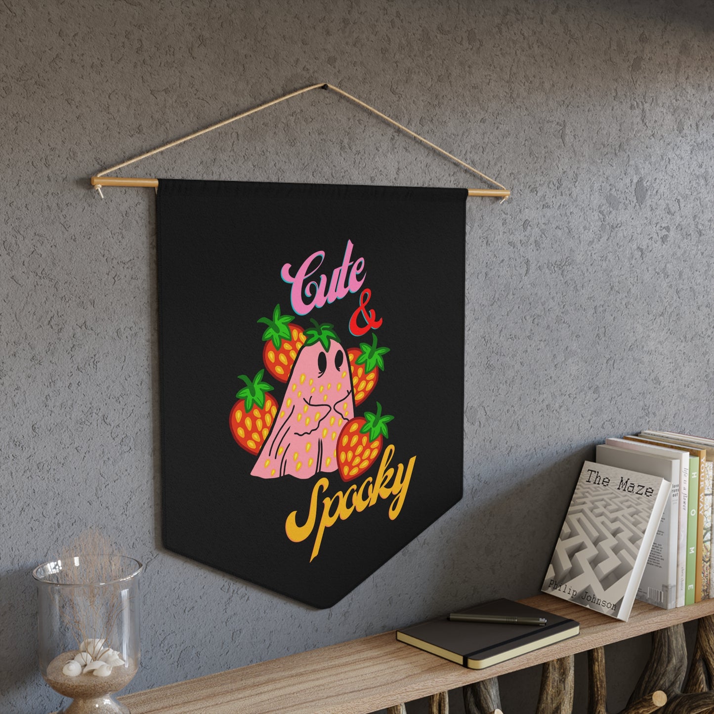 Copy of Cute & Spooky Strawberry Ghost Pennant, 45.7cm x 53.3cm - ihadotherplans