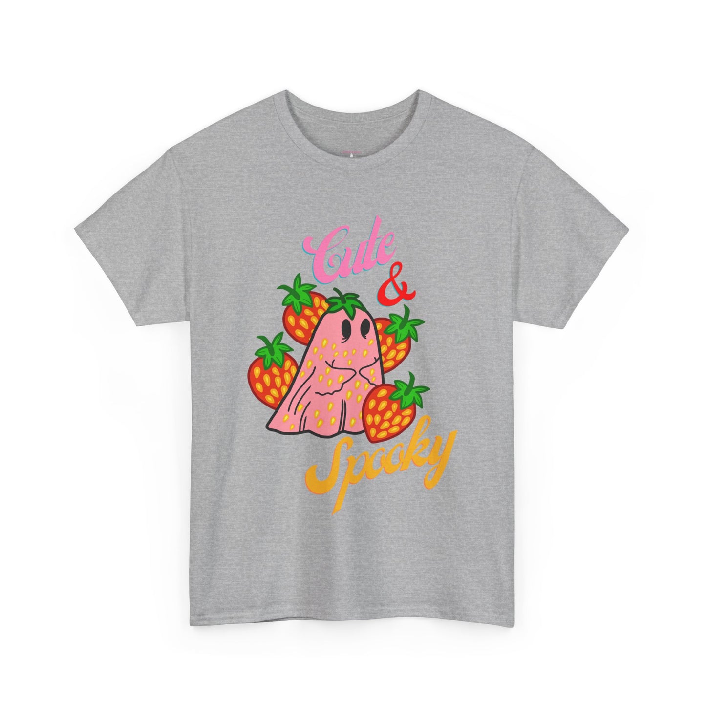 Unisex Heavy Cotton Strawberry Cute And Spooky Ghost Tee -ihadotherplans