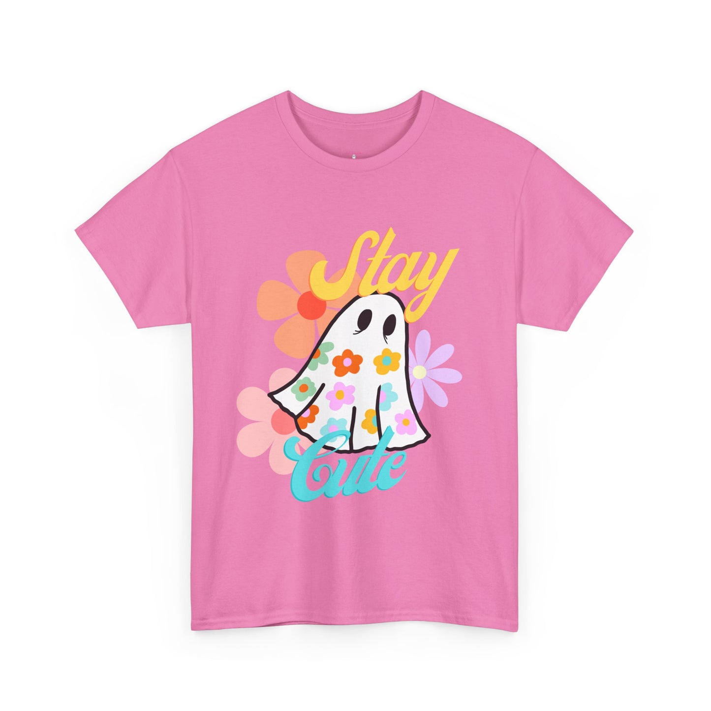 Unisex Heavy Cotton Stay Cute Floral Ghost Tee -ihadotherplans