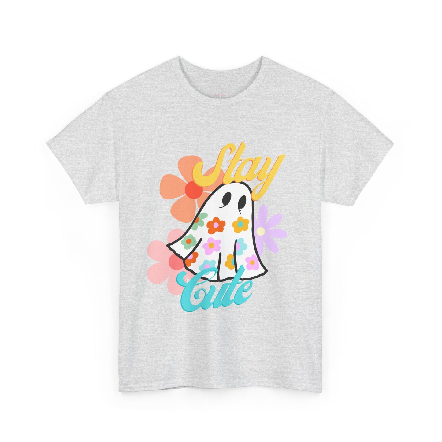 Unisex Heavy Cotton Stay Cute Floral Ghost Tee -ihadotherplans