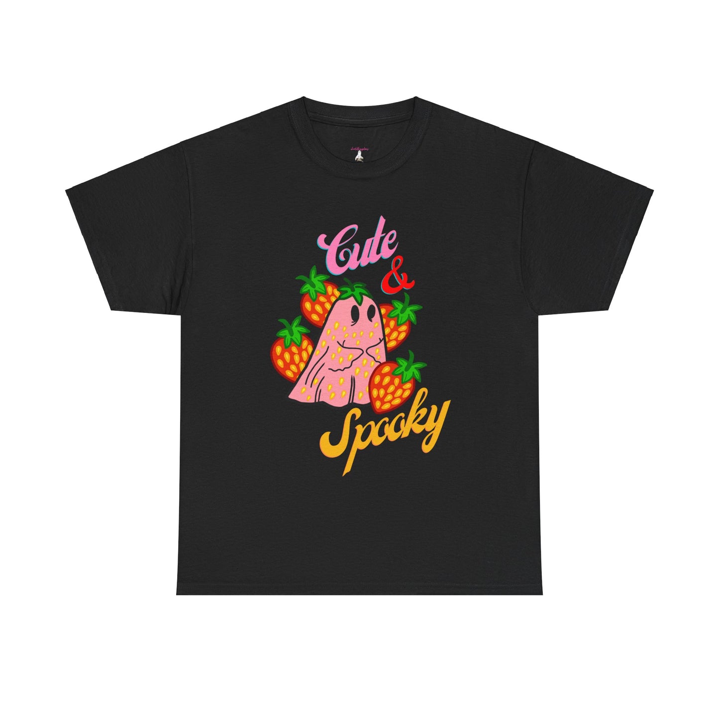 Unisex Heavy Cotton Strawberry Cute And Spooky Ghost Tee -ihadotherplans