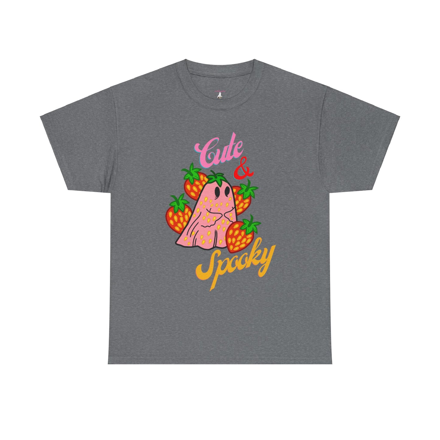 Unisex Heavy Cotton Strawberry Cute And Spooky Ghost Tee -ihadotherplans