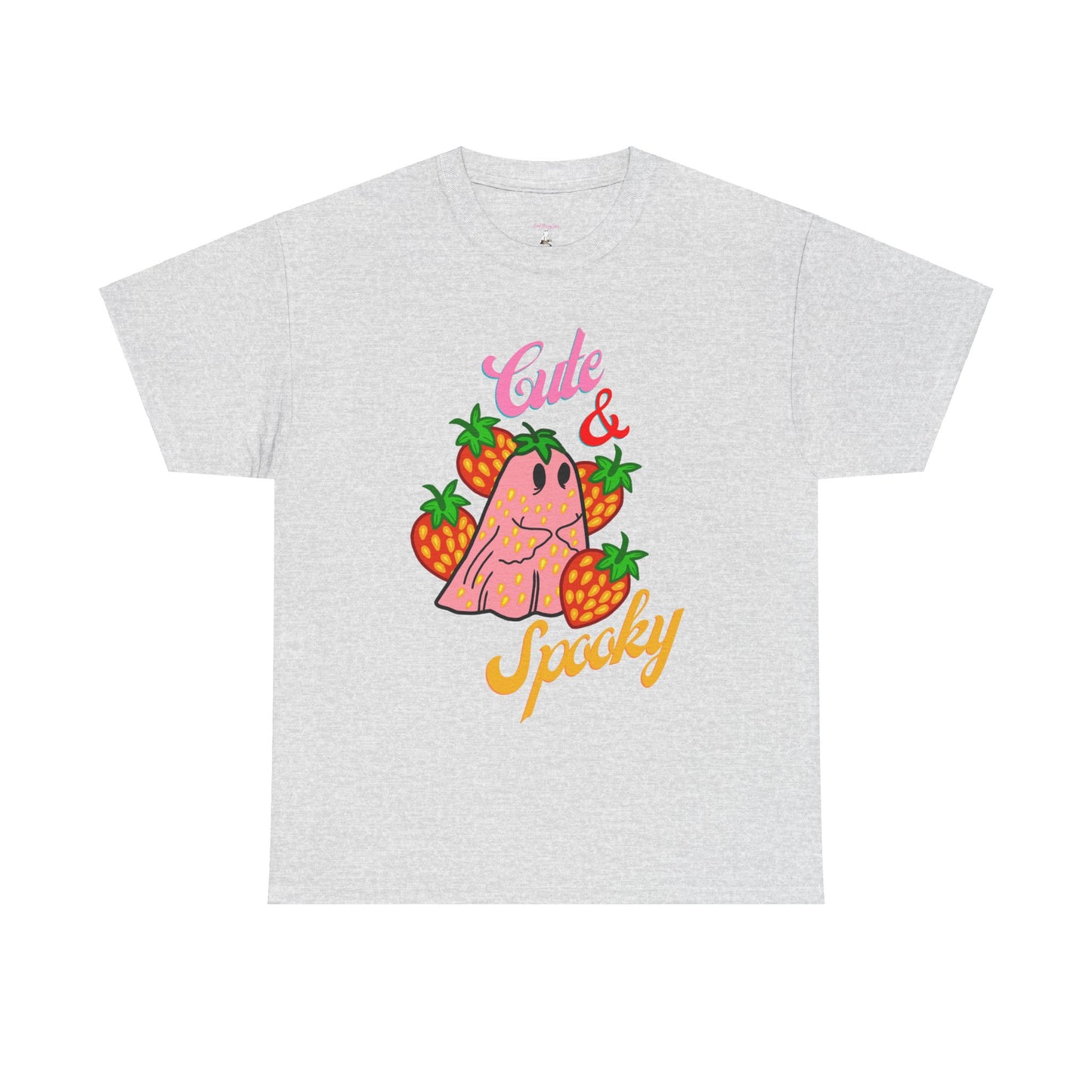Unisex Heavy Cotton Strawberry Cute And Spooky Ghost Tee -ihadotherplans