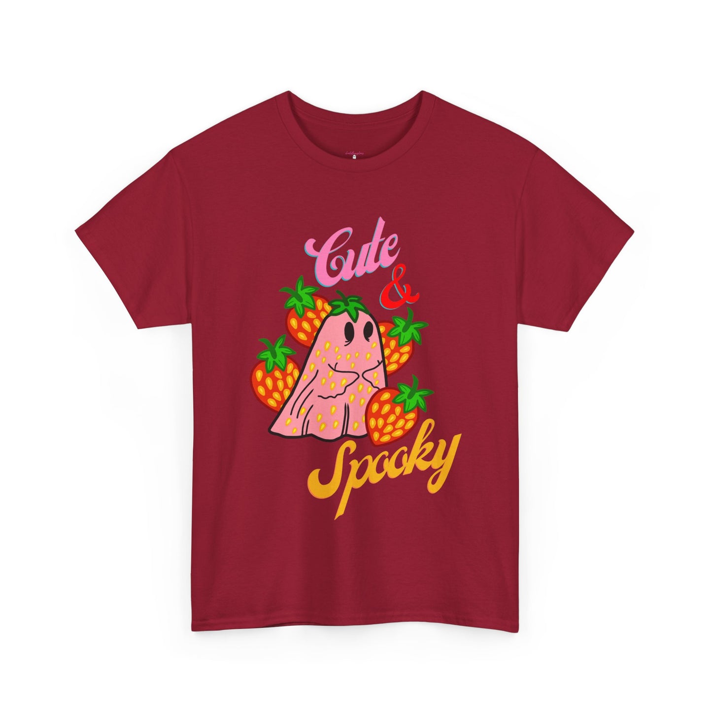 Unisex Heavy Cotton Strawberry Cute And Spooky Ghost Tee -ihadotherplans