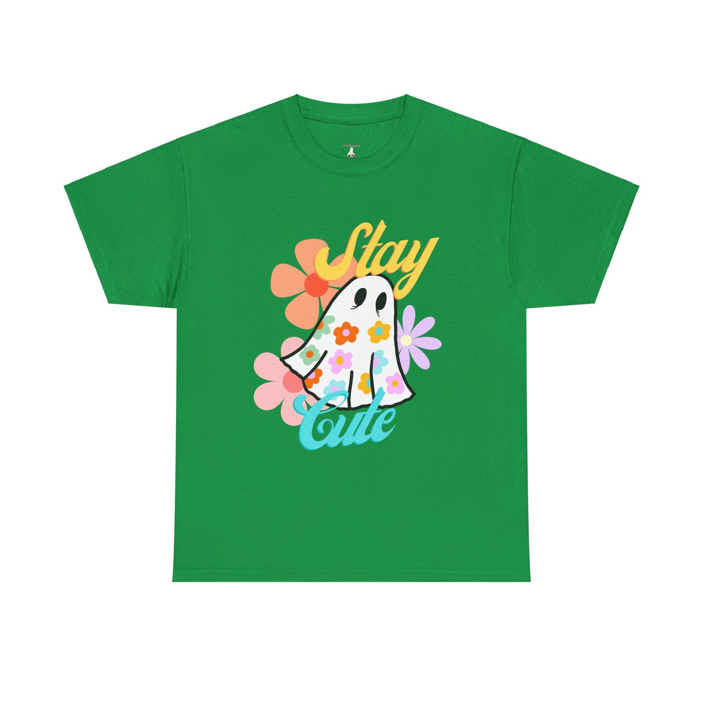 Unisex Heavy Cotton Stay Cute Floral Ghost Tee -ihadotherplans