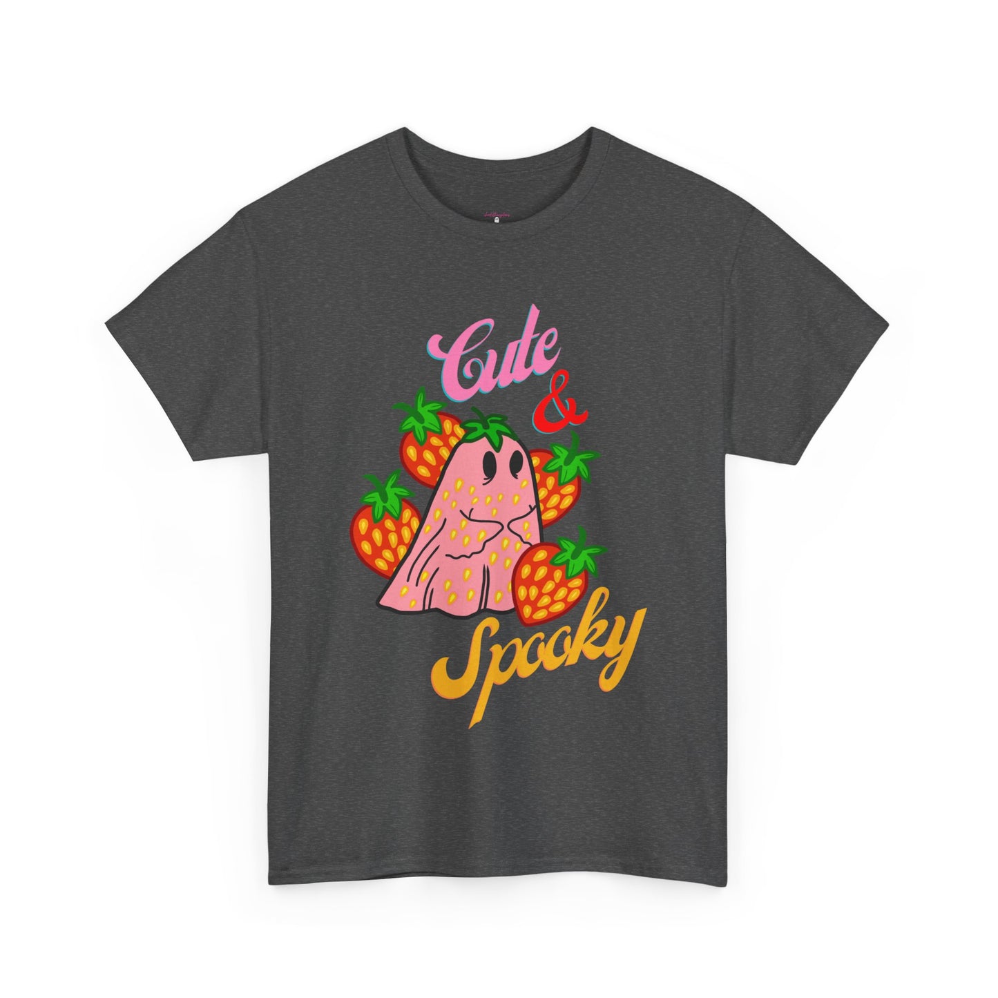Unisex Heavy Cotton Strawberry Cute And Spooky Ghost Tee -ihadotherplans