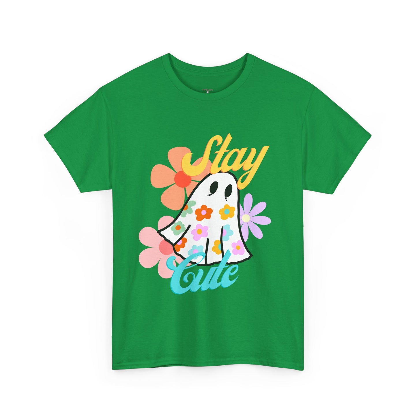 Unisex Heavy Cotton Stay Cute Floral Ghost Tee -ihadotherplans