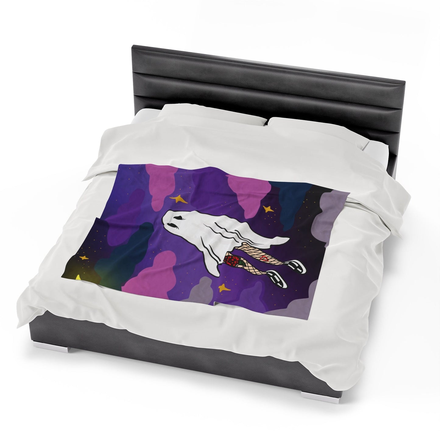 Velveteen Plush Ghost and Clouds Blanket 50 x 60 inches - ihadotherplans