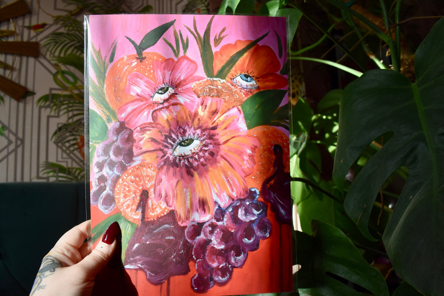 Eyeball Flowers Heavyweight Art Print 400gsm (Unframed), A4 "Evil Flowers" -ihadotherplans