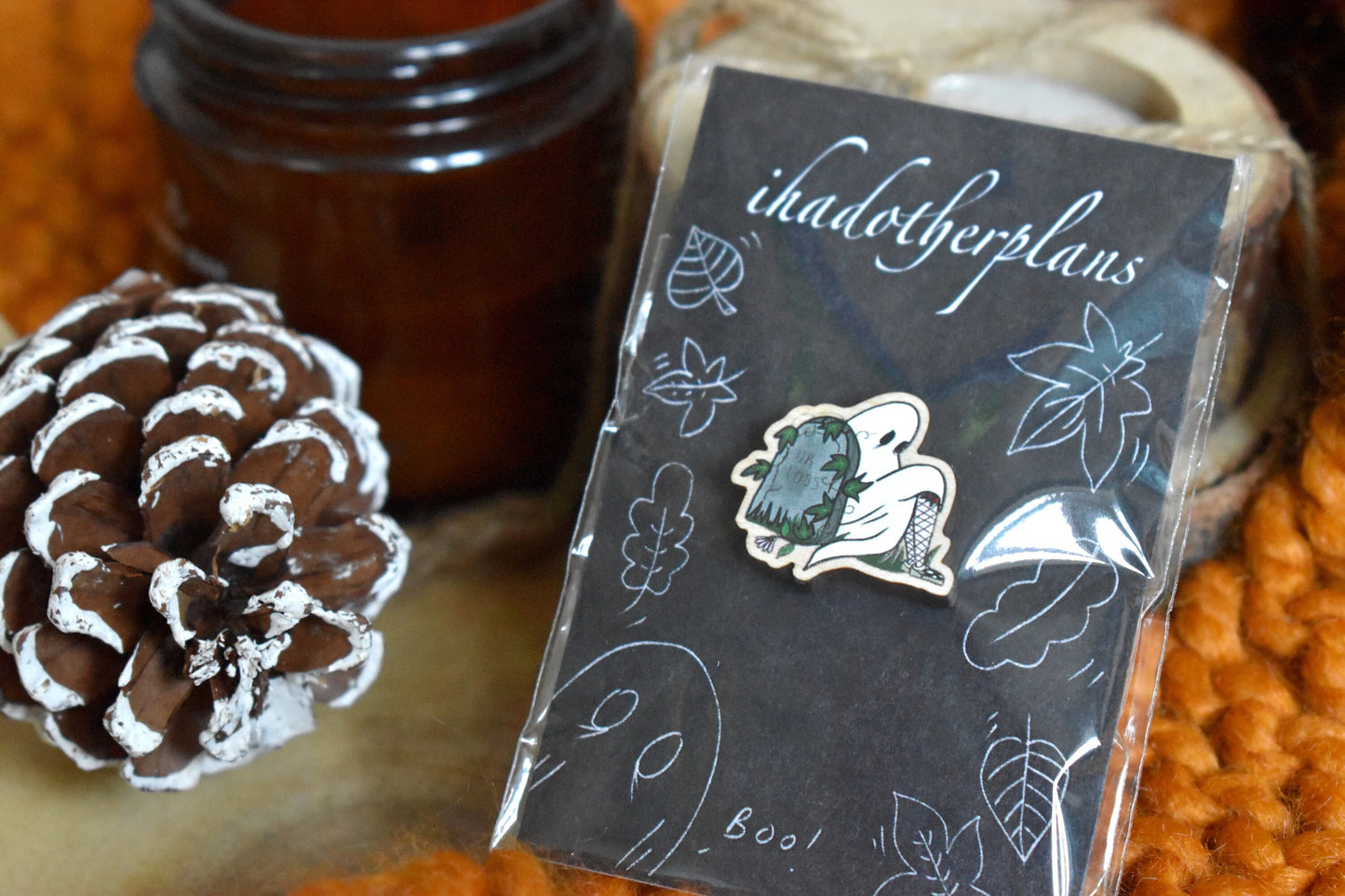 Gravestone and Ghost Wooden Pin - ihadotherplans