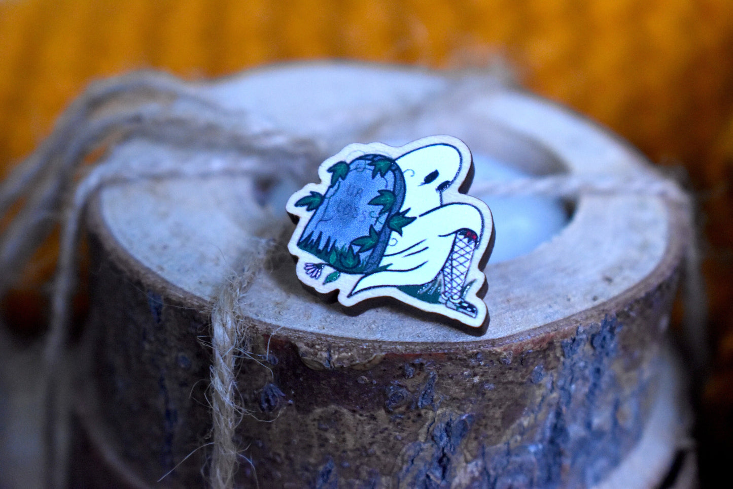 Gravestone and Ghost Wooden Pin - ihadotherplans