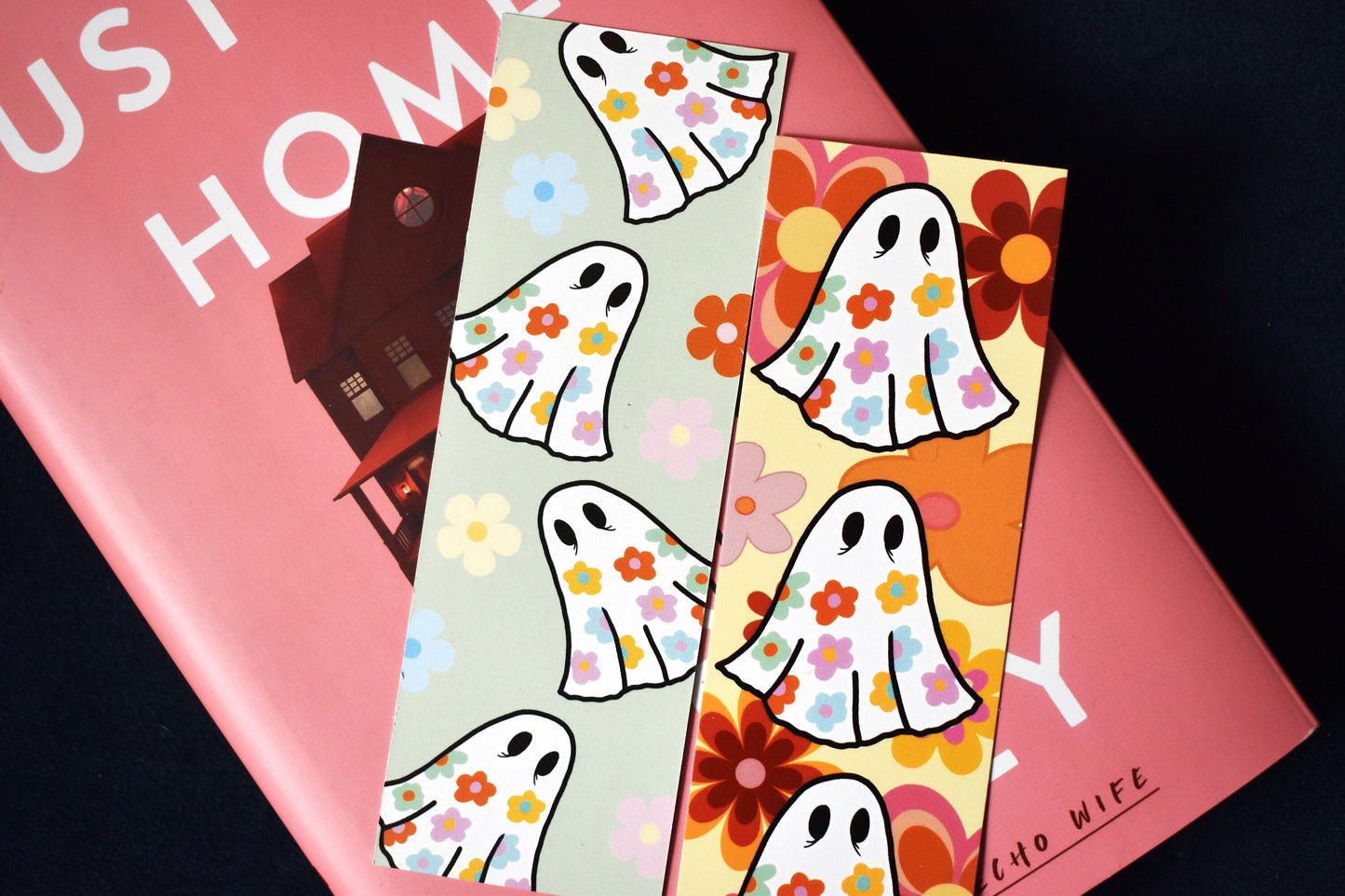 Retro Flowers Ghost Bookmark Bundle - x2 Bookmarks -ihadotherplans