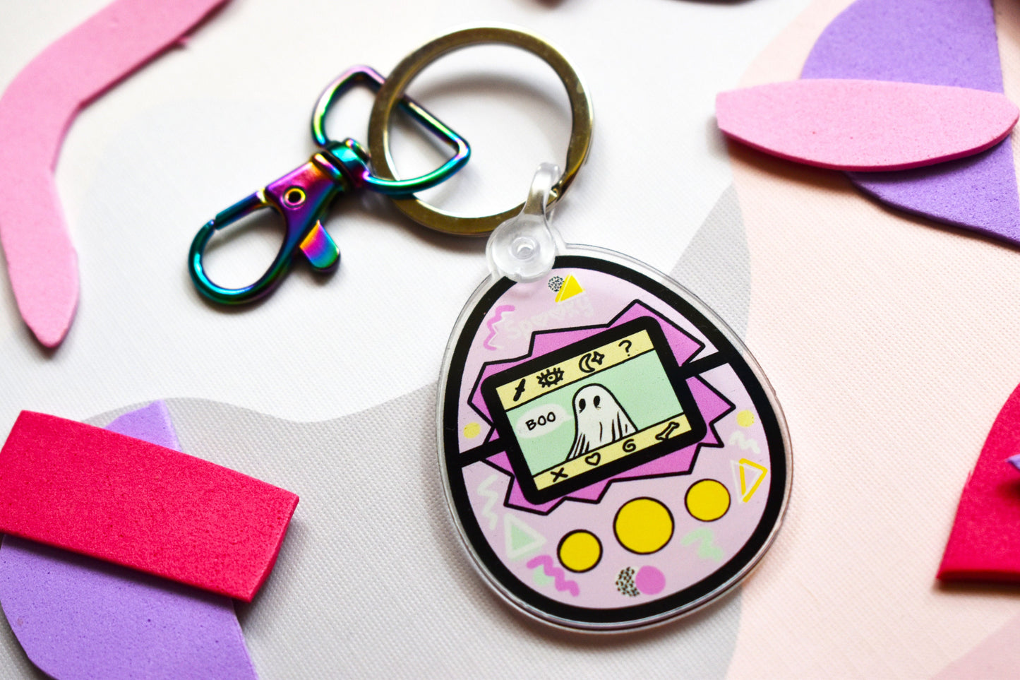 Digital Pet Ghost Keyring AND Sticker Bundle, Pink - ihadotherplans
