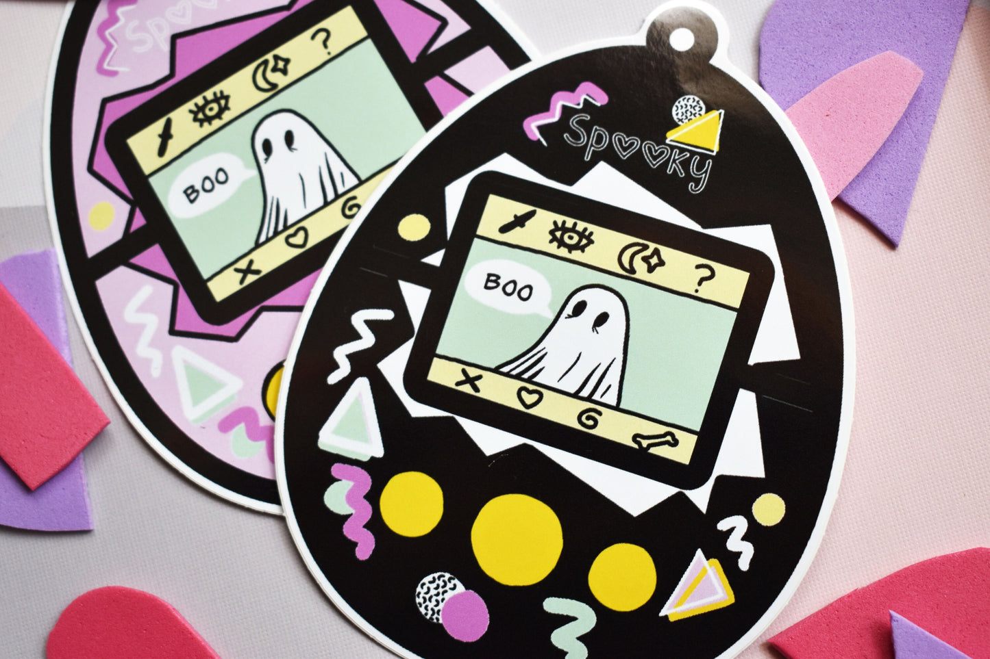 Digital Pet Ghost Die-Cut Glossy Sticker, 10 x 10cm, Pink -ihadotherplans