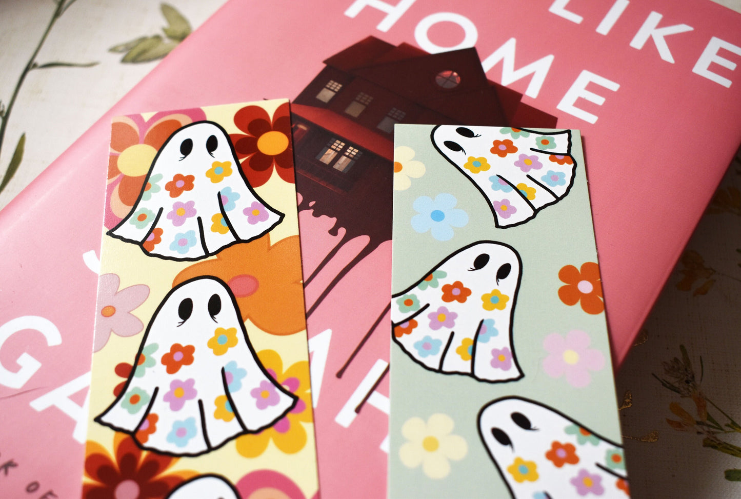 Retro Flowers Ghost Bookmark Bundle - x2 Bookmarks -ihadotherplans