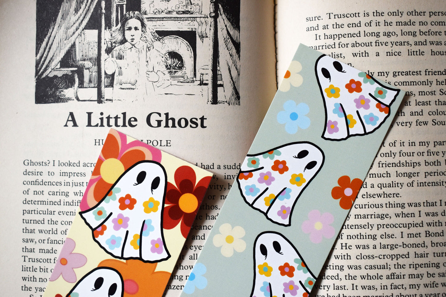 Retro Flowers Ghost Bookmark Bundle - x2 Bookmarks -ihadotherplans