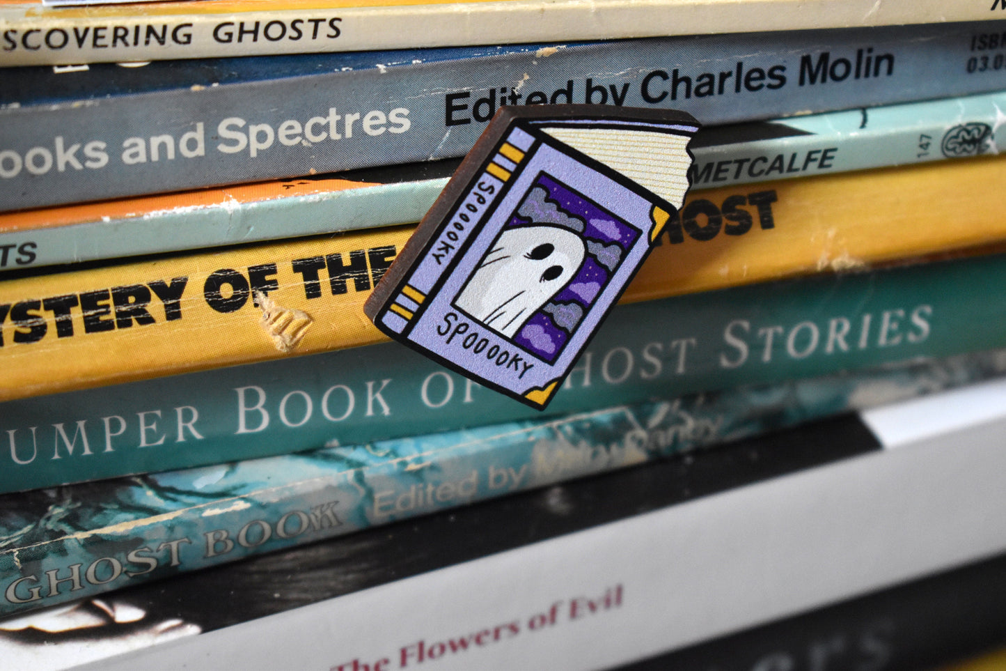 Spooky Book Sheet Ghost Wooden Pin - ihadotherplans