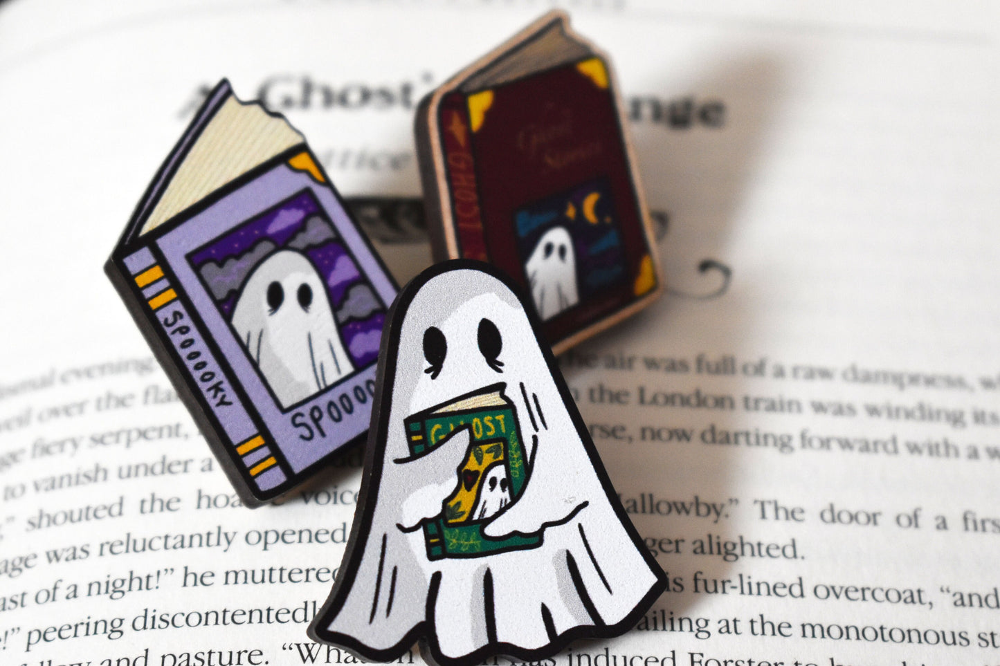 Sheet Ghost & Book Wooden Pin - ihadotherplans
