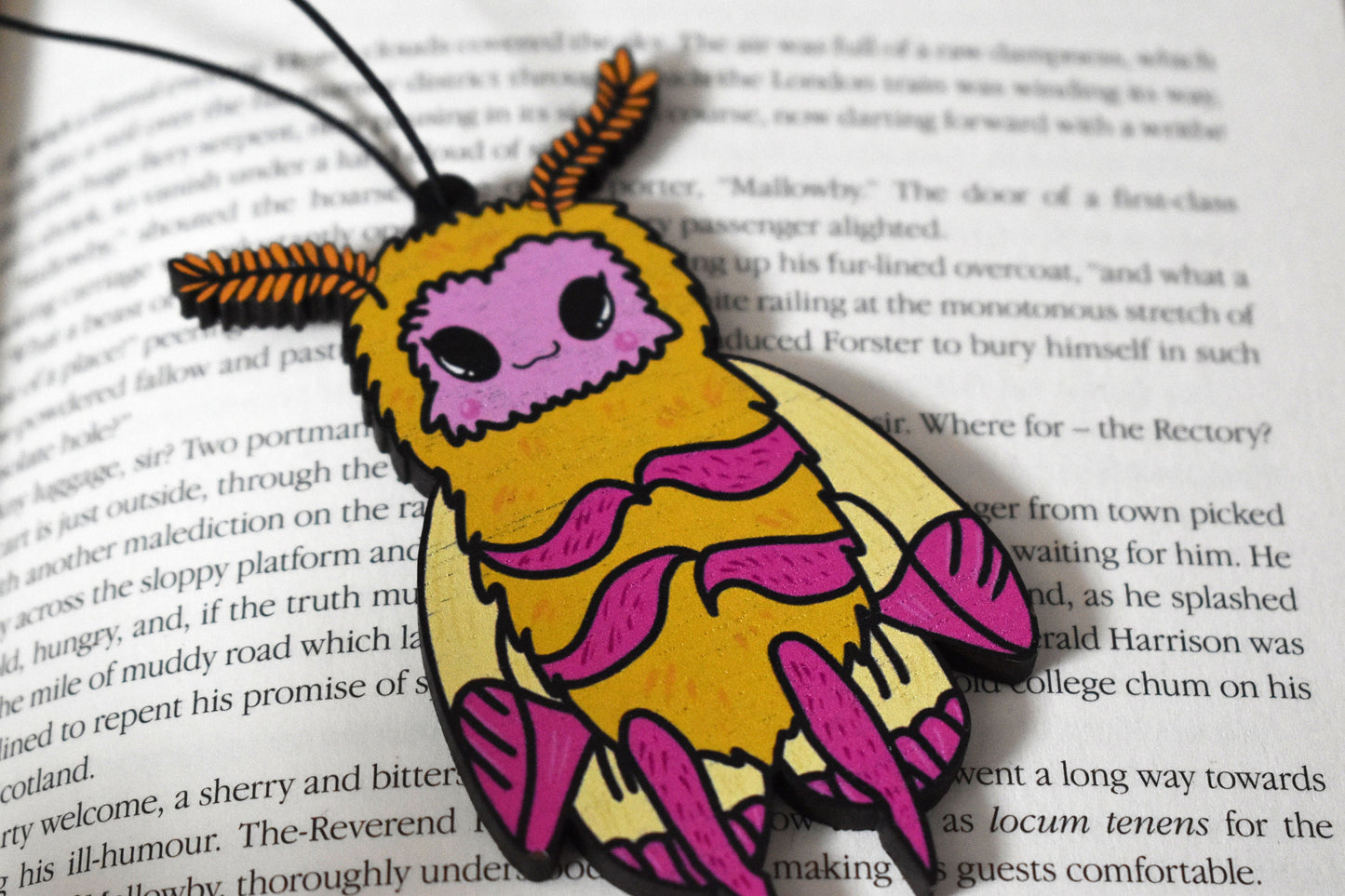 Wooden Martha Rosy Maple Moth Hanging Decoration/Shelf Guardian - ihadotherplans