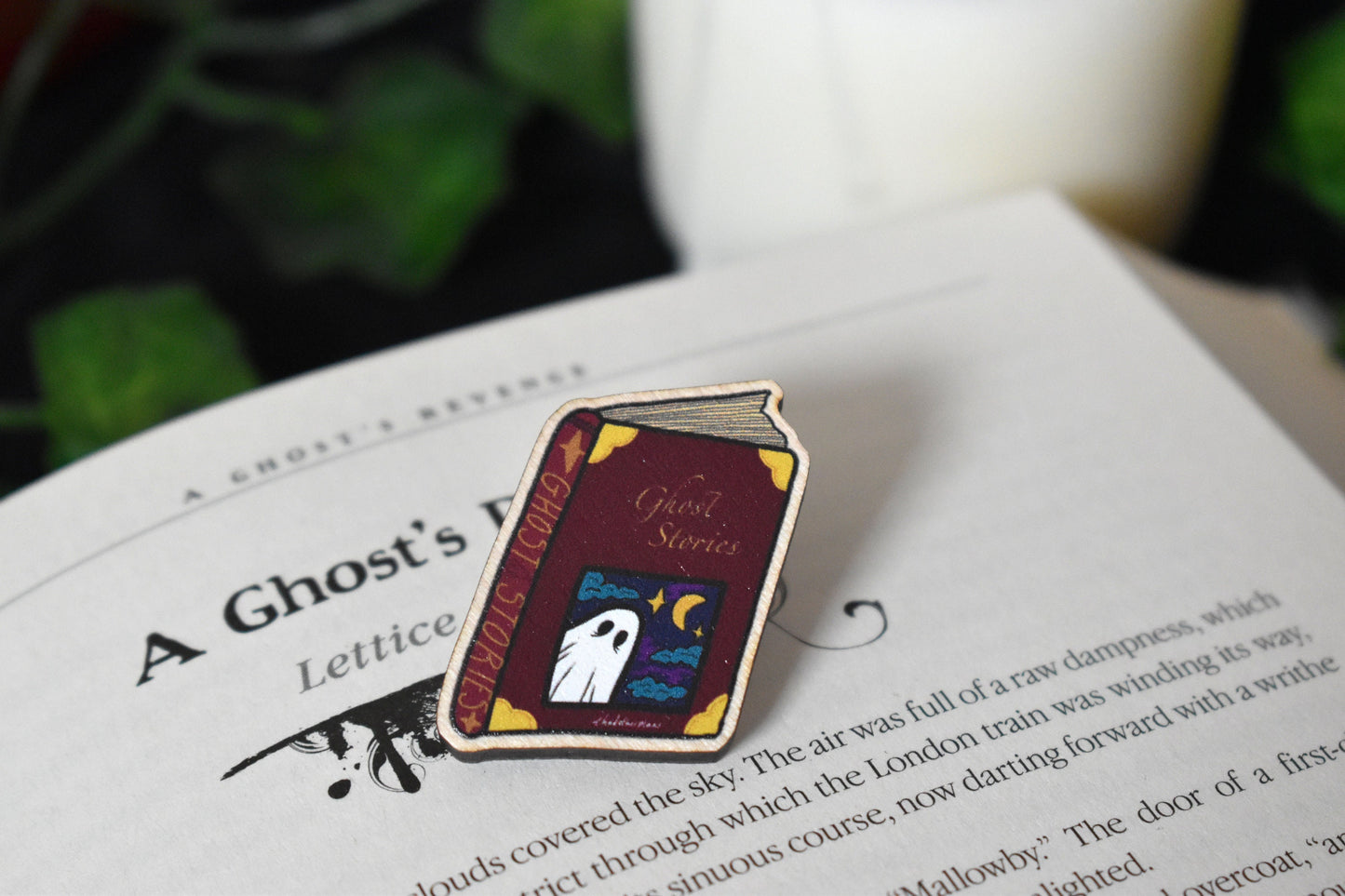 Spooky Ghost Stories Wooden Pin - ihadotherplans