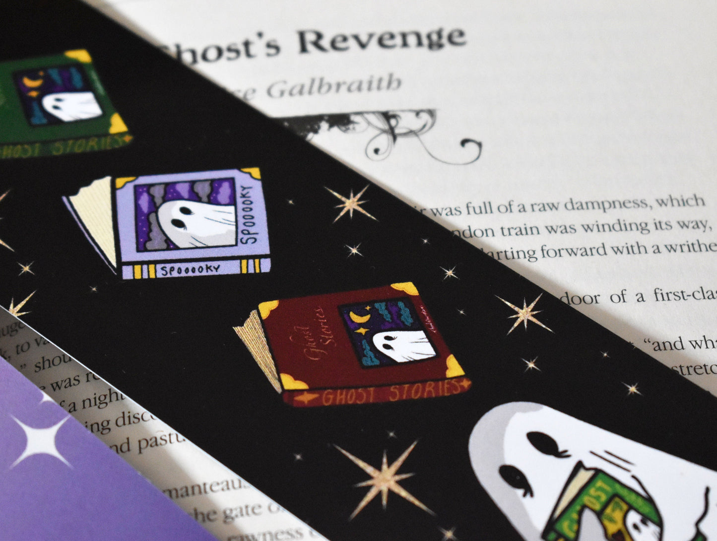 Ghost, Stars & Books Bookmark, Black -ihadotherplans