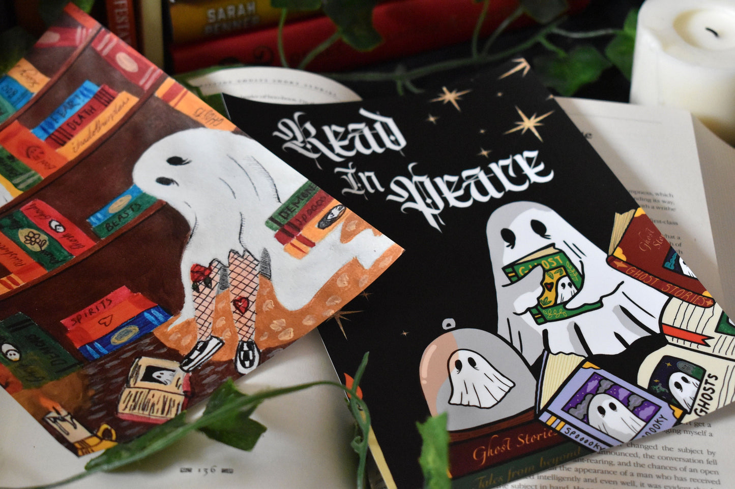 Sheet Ghost In A Library Art Print, 170gsm A5 “The Haunted Library” -ihadotherplans