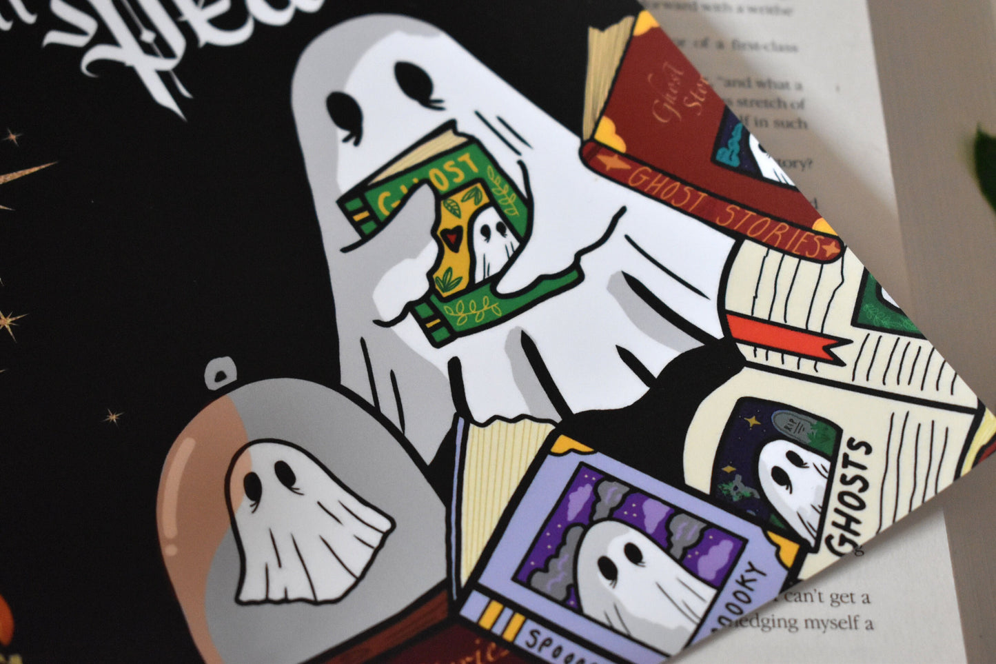 Sheet Ghost & Books Digital Art Print, 170gsm A5 “Read In Peace" -ihadotherplans