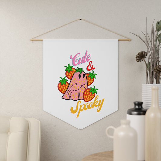 Cute & Spooky Strawberry Ghost Pennant, 45.7cm x 53.3cm - ihadotherplans